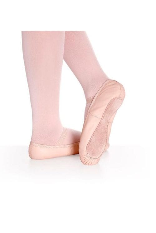 pink leather full sole ballet shoes