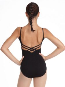 model in black ballet outfit from the back