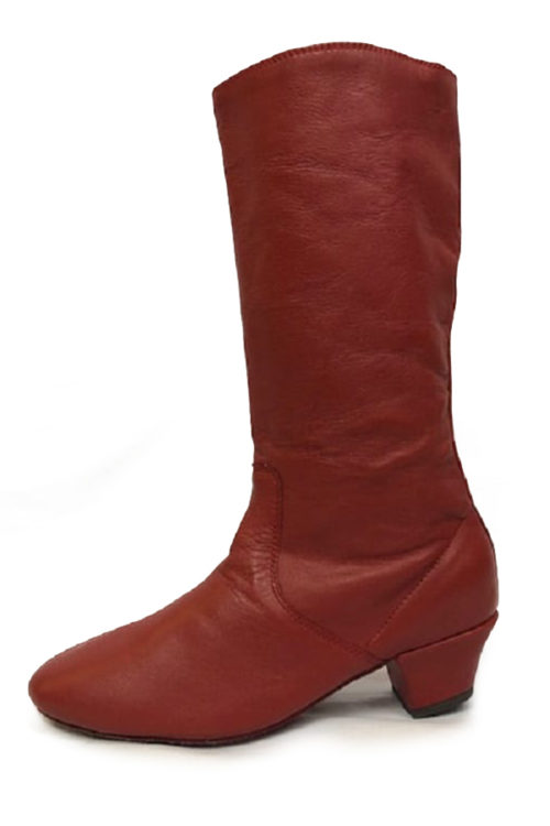a red Ukranian dance boot from the side