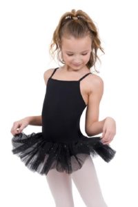 a pretty girl admires her tutu