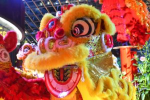 Chinese lion dancers