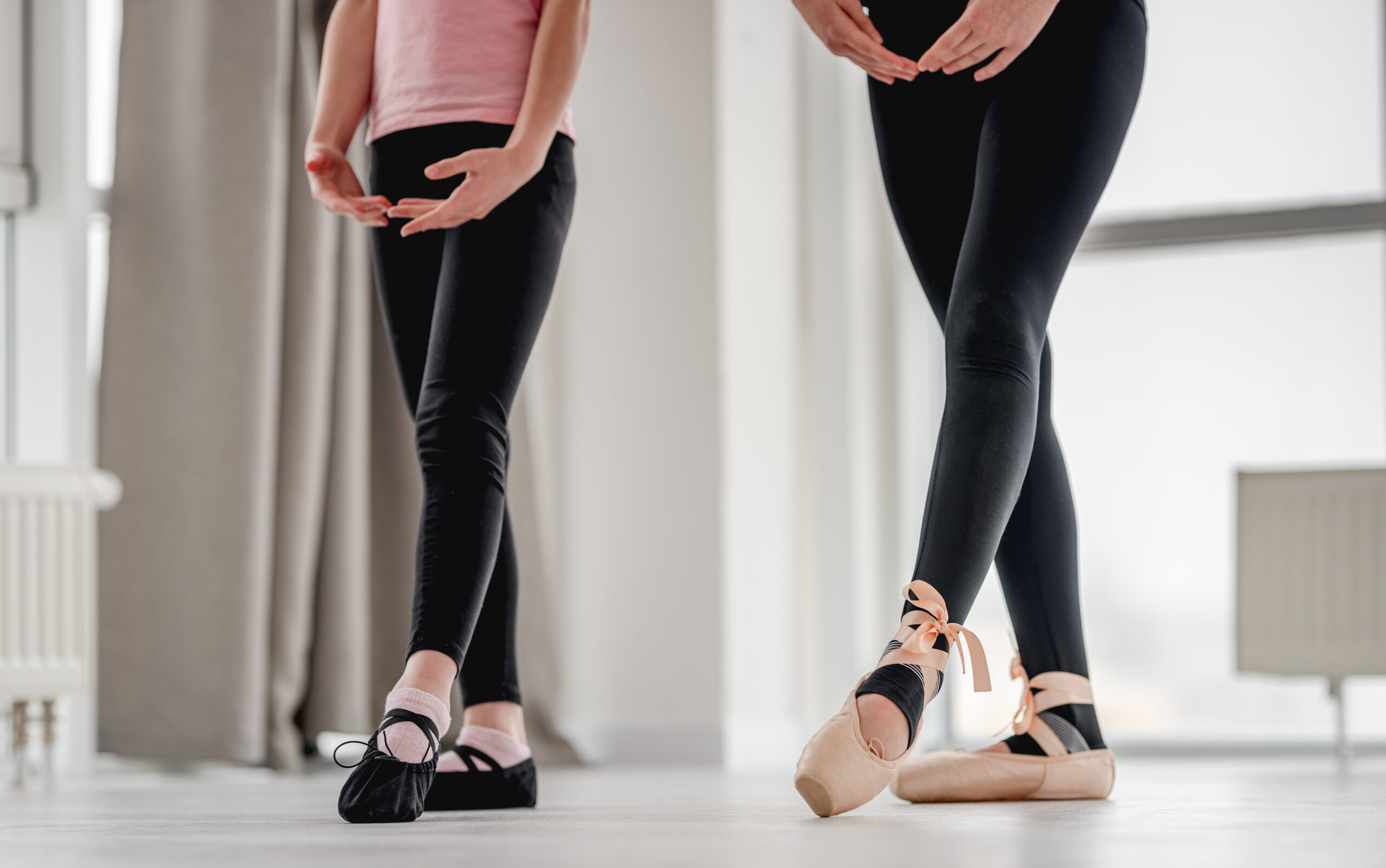 adults dance ballet shoes black leggings dance class