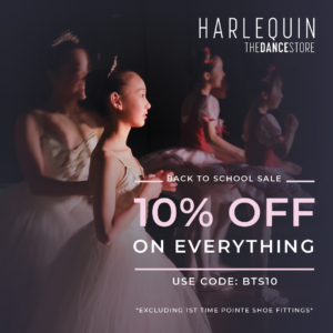 The dance store 10% off sale banner